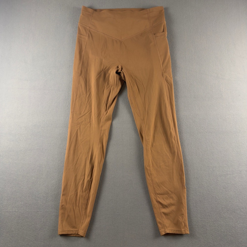 Halara Women Brown V-Waist Scrunch Butt Pockets Leggings Large 02809310